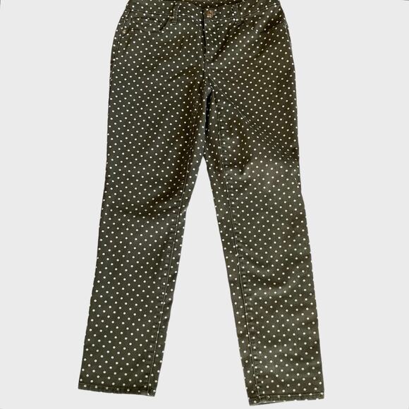Chico's So Slimming Girlfriend Ankle Jean Size 2 Moss Green w/ White Polka Dots - Picture 5 of 11